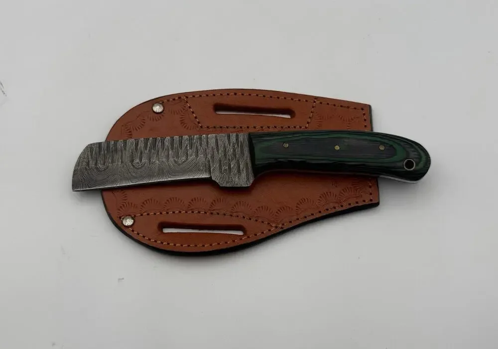 Handmade Damascus Steel Fixed Blade Knife w/ Leather Sheath – Pakistan Made NEW